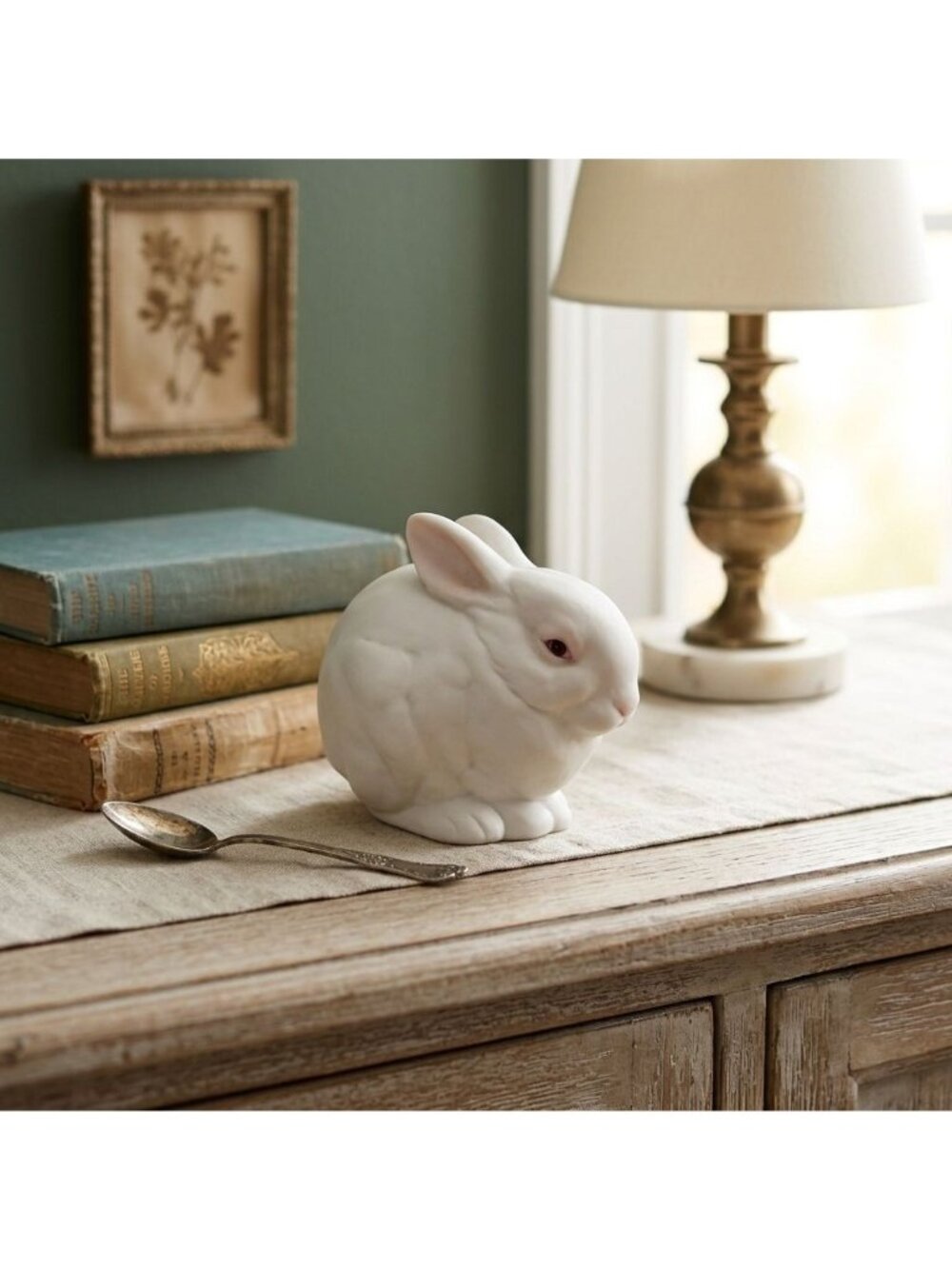Cybis Bisque Porcelain White Bunny Rabbit Figurine Signed Vintage 3.5"